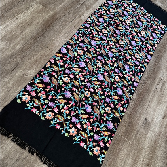 Anna Sui Embroidered Pashmina Cashmere Wrap